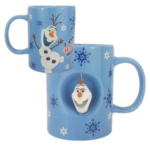 NWT DISNEY Olaf Mug Teacup I Like Warm Hugs Spinner Mug Olaf Snowman Blue